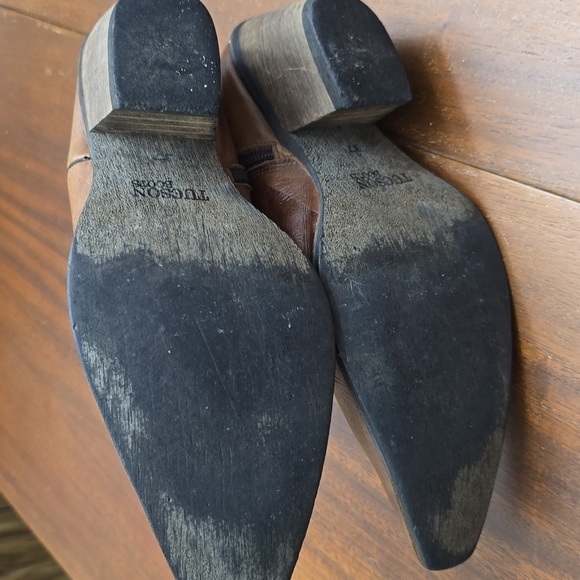 TUCSON BOOTS Women's Sz 37 Brown Leather Cowboy Boots - Picture 6 of 8